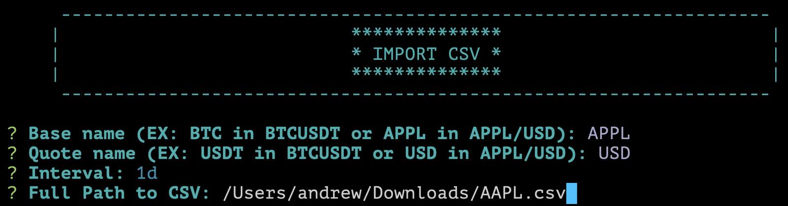 Historical Candle Data Import CSV