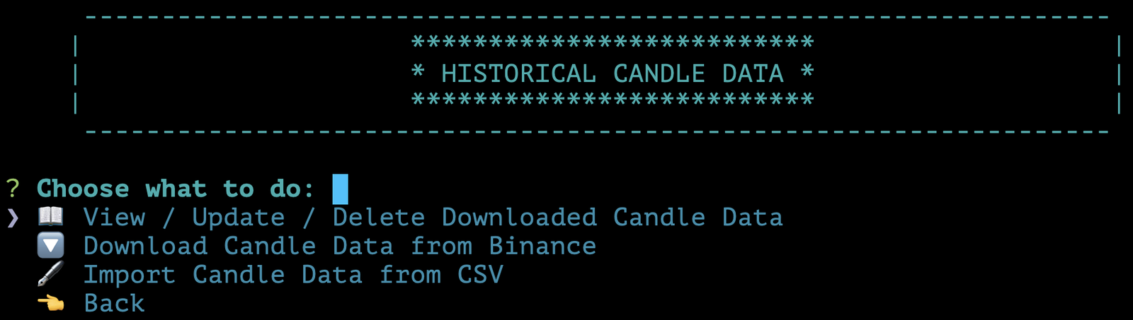 Historical Candle Data View Update Delete Candles