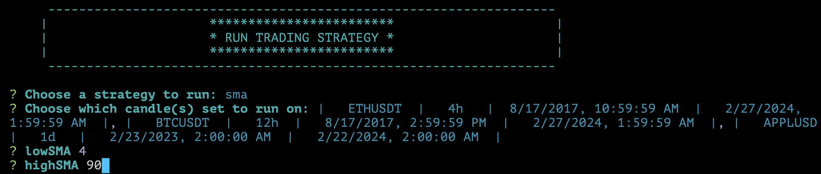 Run Trading Srategy Multi Value Choices Full