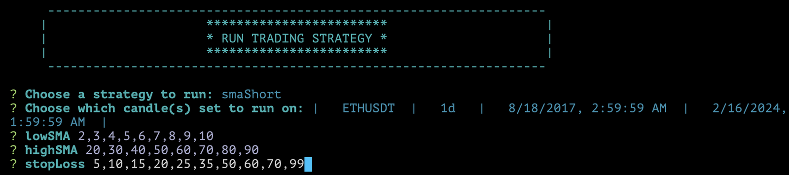 Run Trading Strategy SMA With Stop Loss