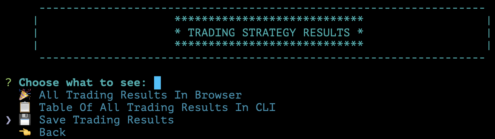 Save Trading Strategy Results