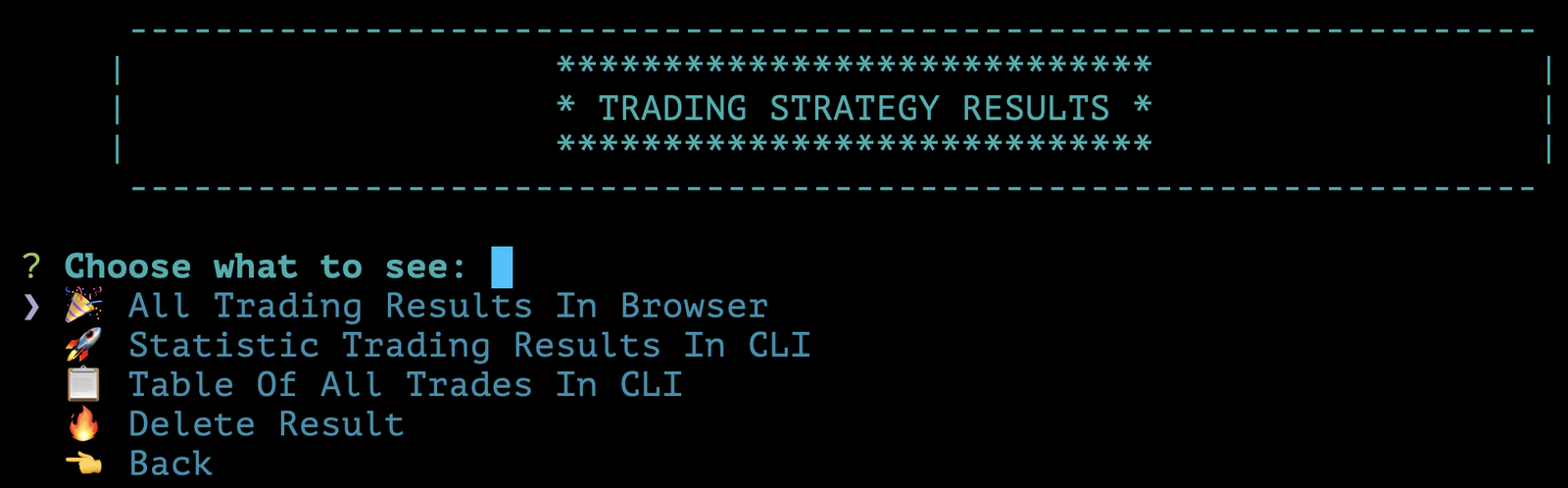 Trading Strategy Results Single